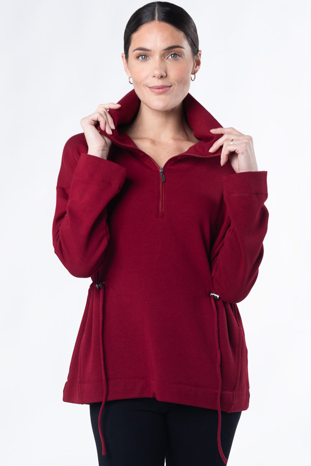 Arden Half-Zip Bamboo Sweatshirt - Cranberry - Terrera