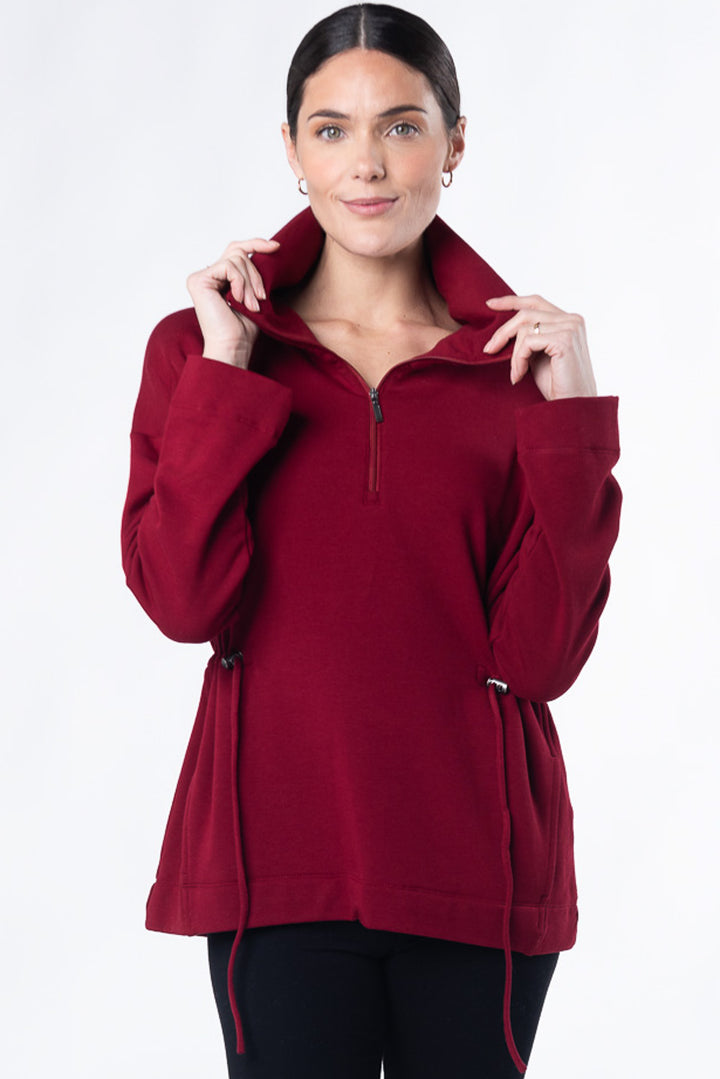 Arden Half-Zip Bamboo Sweatshirt - Cranberry - Terrera