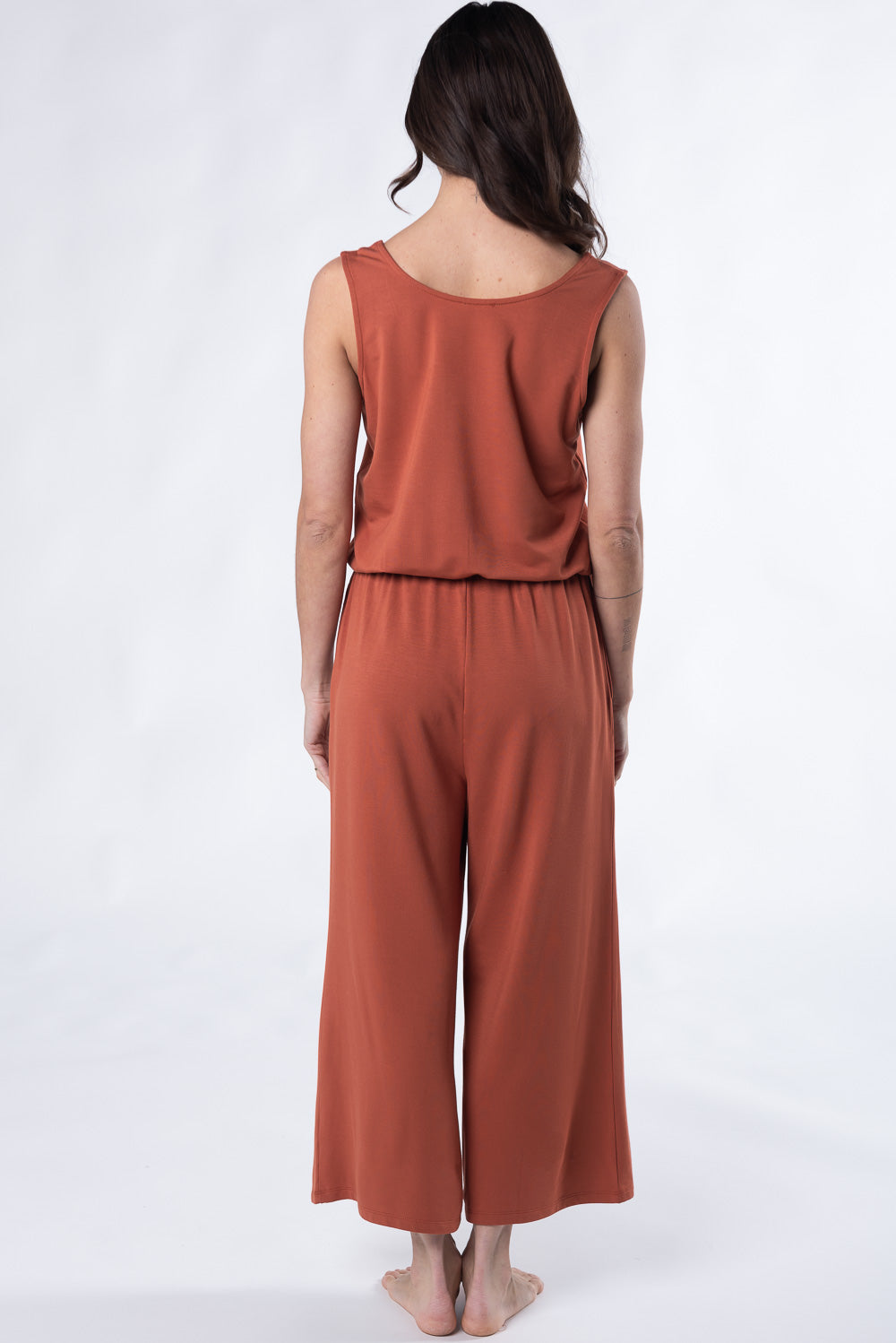 Marlee Cropped Bamboo Jumpsuit - Brick - Terrera
