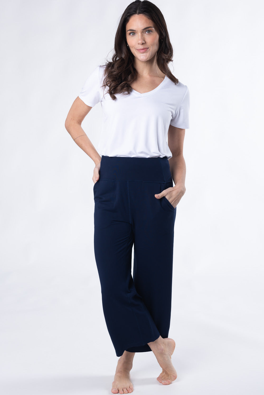Rylie V-Neck Bamboo Tee - White - Terrera