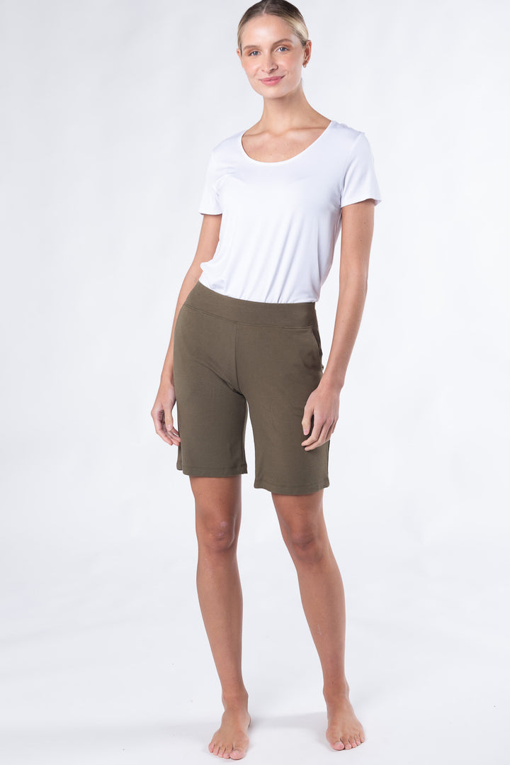 Wendy Bamboo Shorts - Deep Olive - Terrera