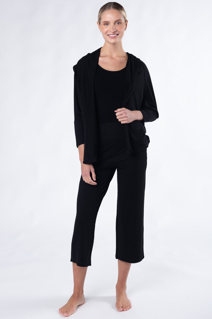 Dion Cropped Bamboo Pant - Black - Terrera