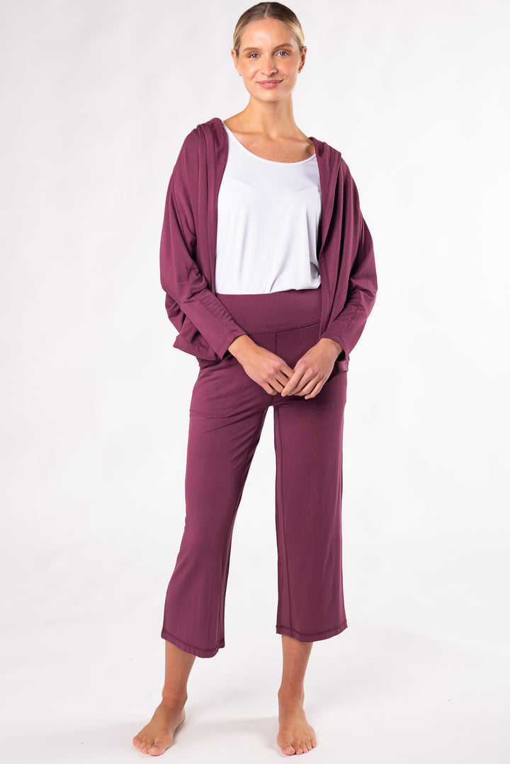 Dion Cropped Bamboo Pant - Sangria - Terrera