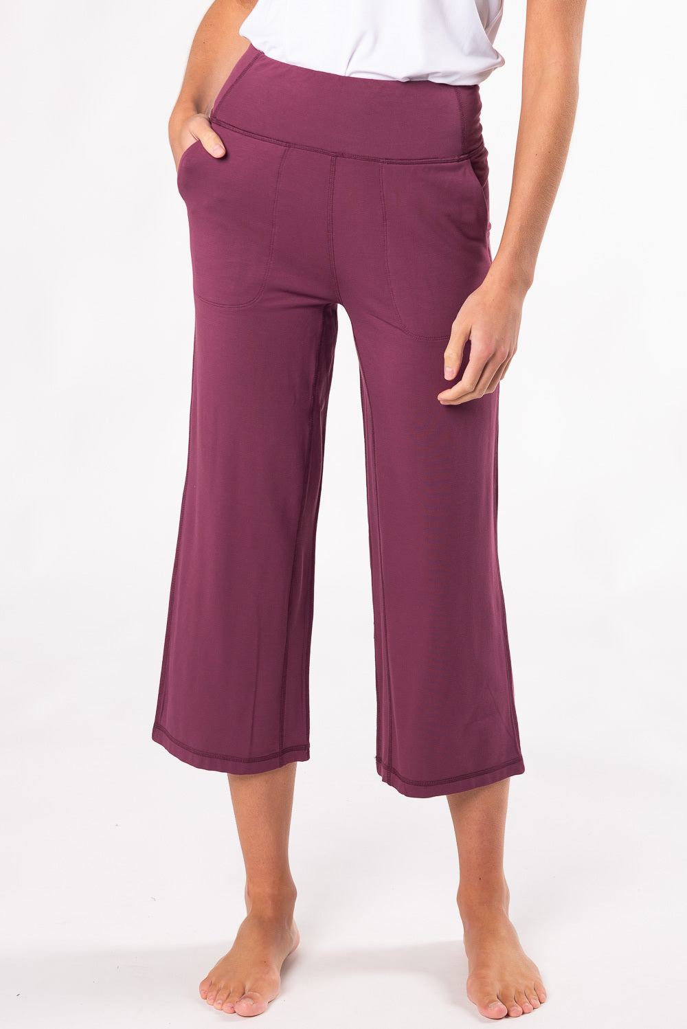 Dion Cropped Bamboo Pant - Sangria - Terrera
