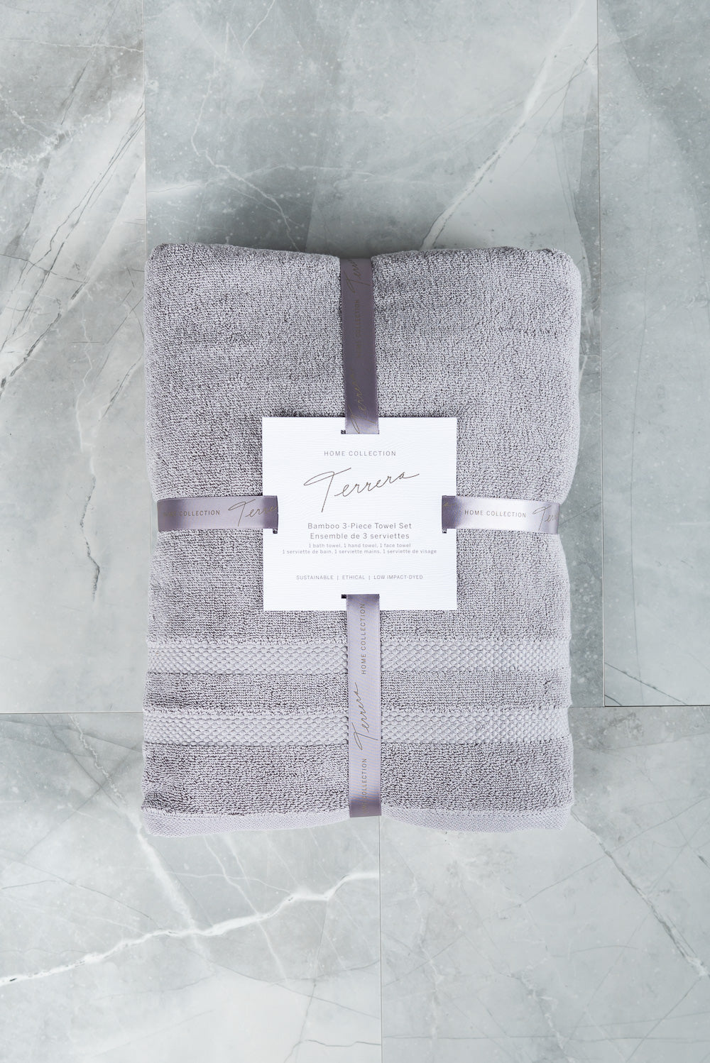 Bamboo 3-Piece Towel Set - Grey - Terrera