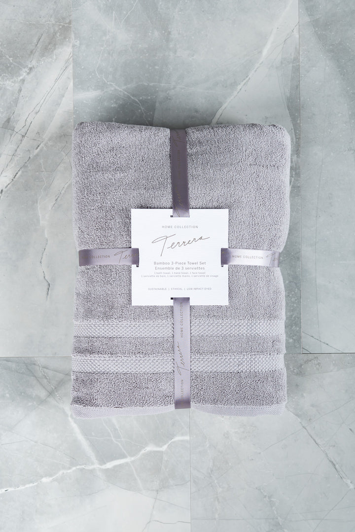 Bamboo 3-Piece Towel Set - Grey - Terrera