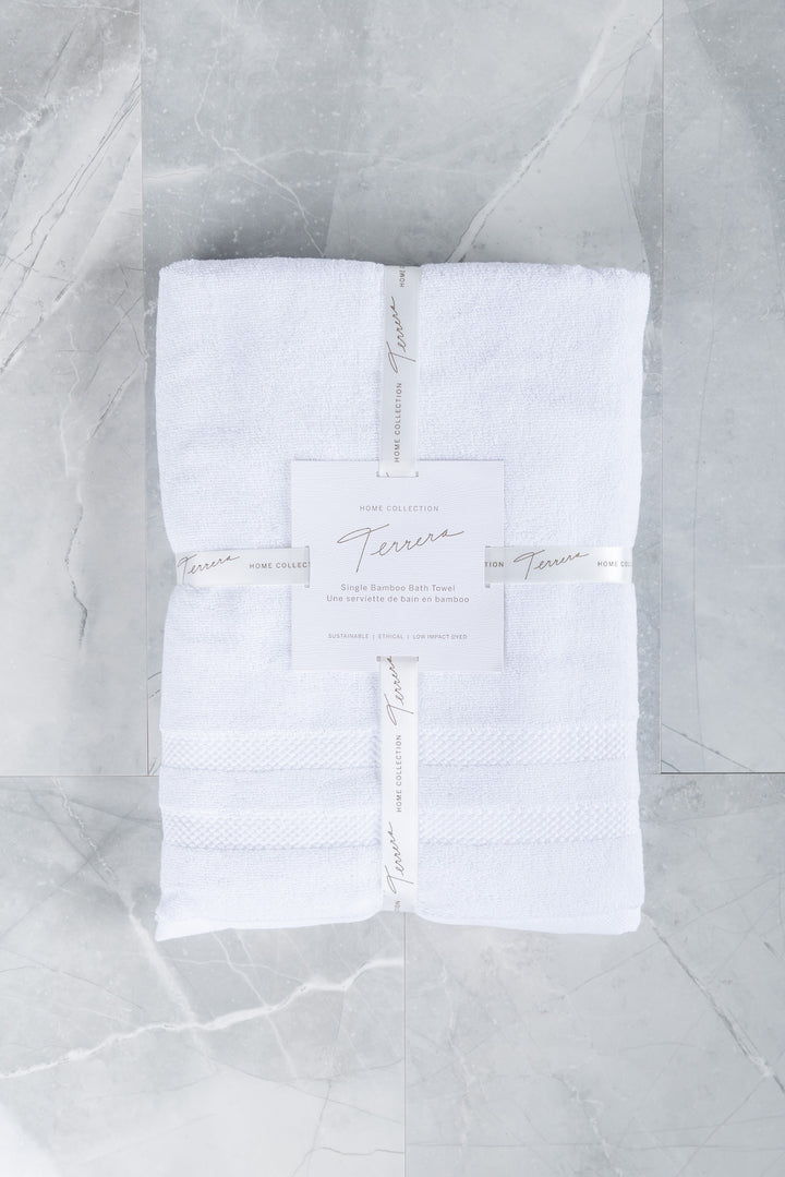 Single Bamboo Bath Towel White Terrera