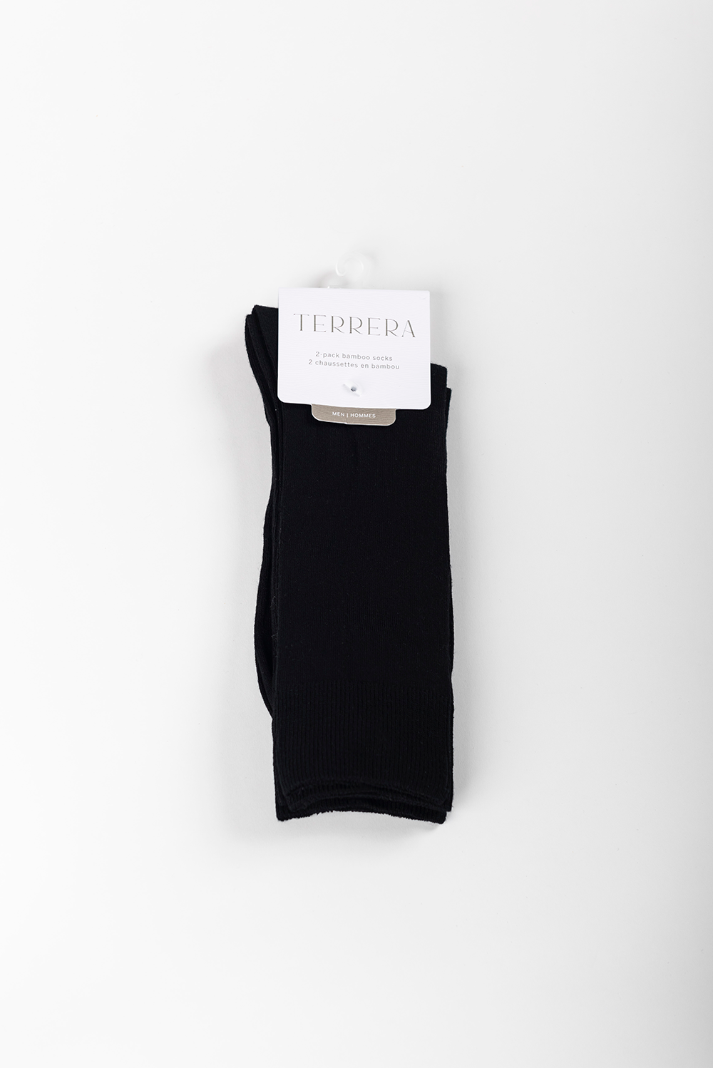 Mens' 2-pack Crew Length Bamboo Socks - Black - Terrera