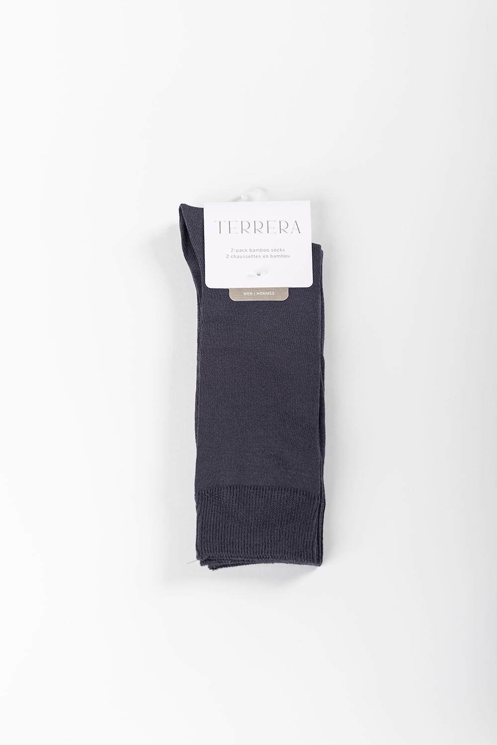 Mens' 2-pack Crew Length Bamboo Socks - Grey - Terrera