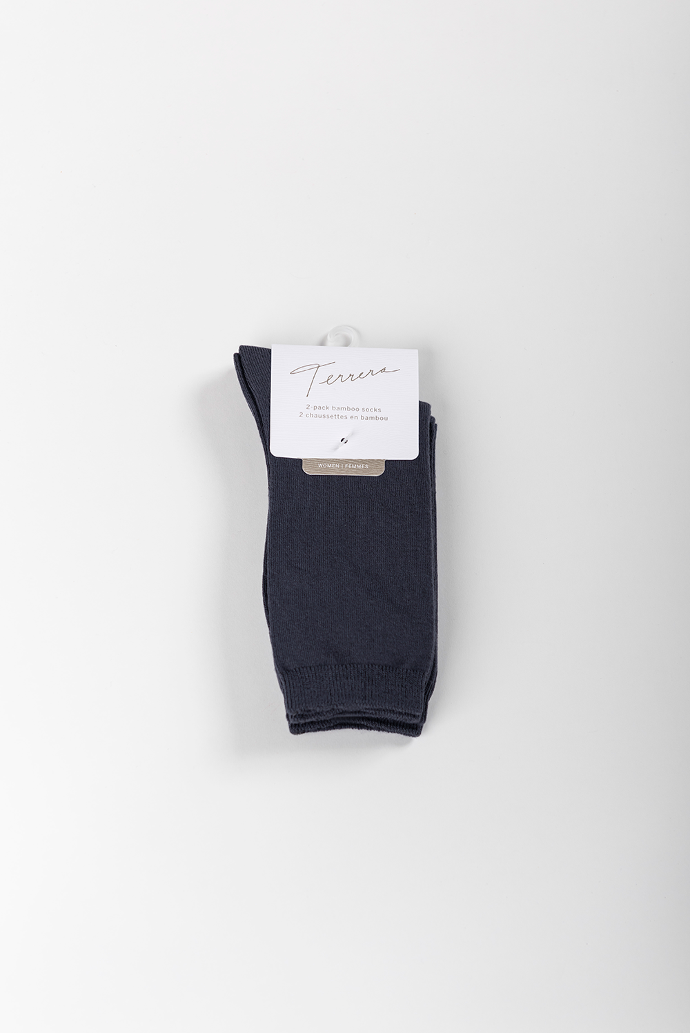 Ladies' 2-Pack Crew Length Bamboo Socks - Grey - Terrera