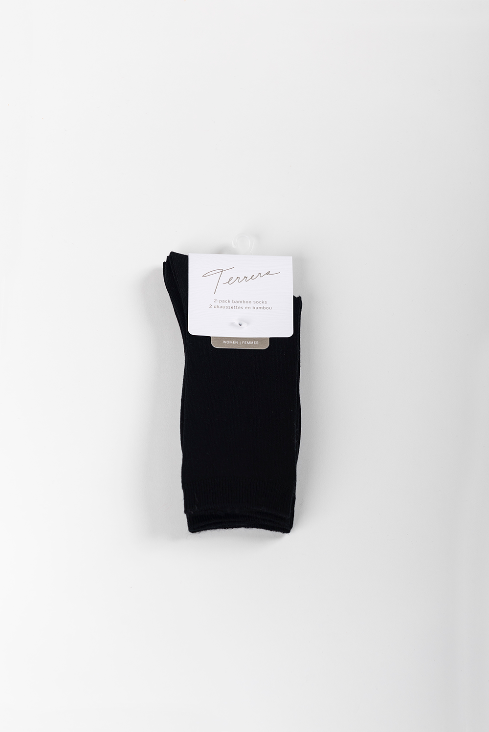Ladies' 2-Pack Crew Length Bamboo Socks - Black - Terrera