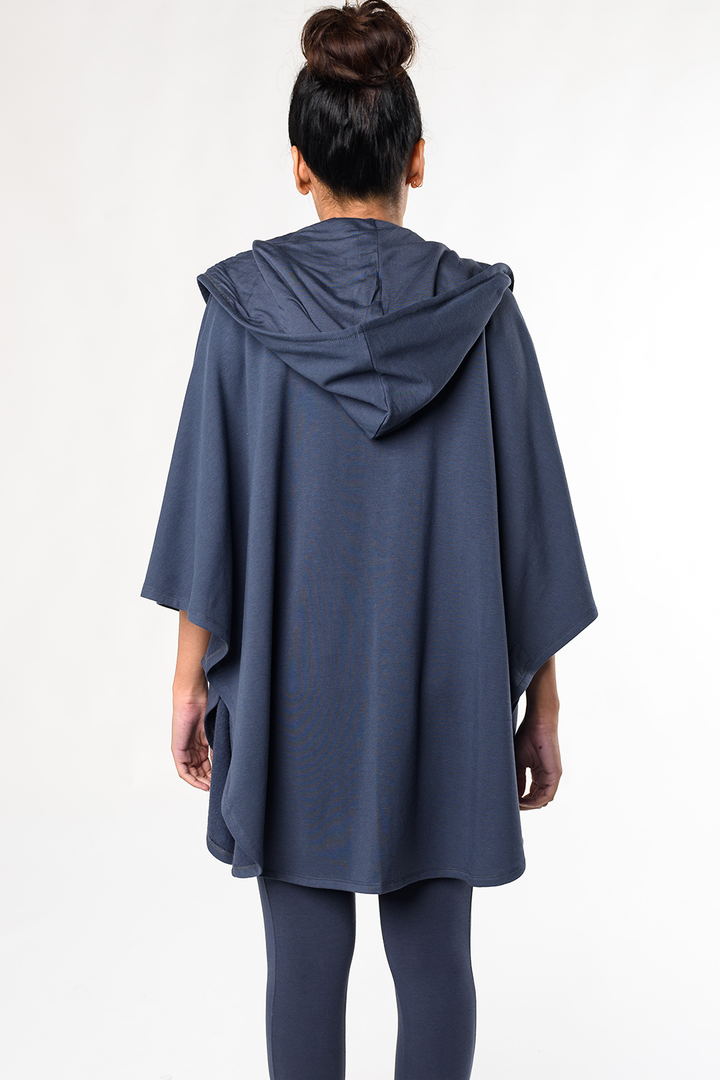 Dakota Hooded Bamboo Poncho - Anchor Blue - Terrera