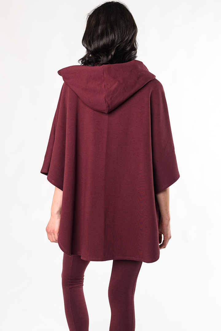 Dakota Hooded Bamboo Poncho - Wine - Terrera