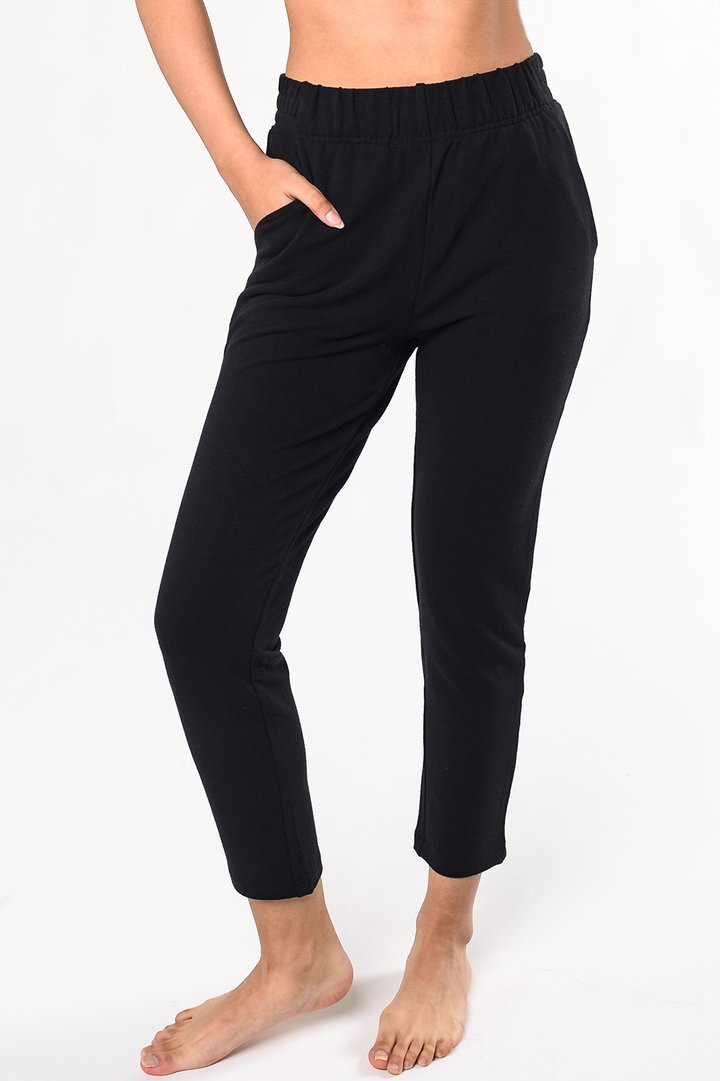 Giselle Pull On Bamboo Ankle Pant - Black - Terrera