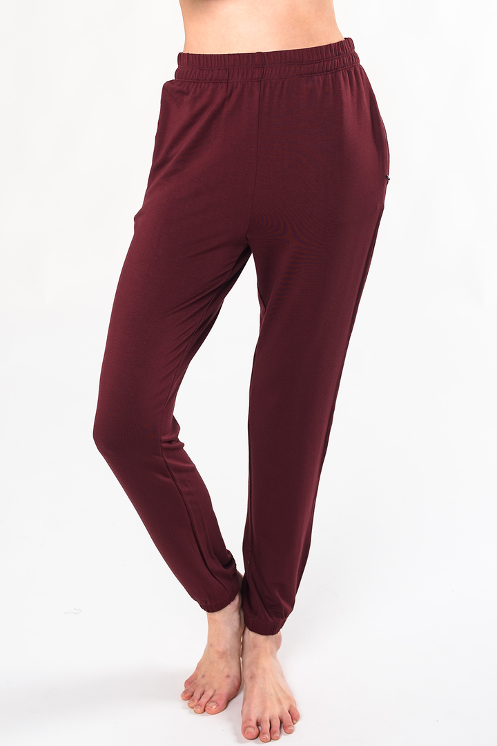 Julie Zipped Pocket Bamboo Jogger Wine