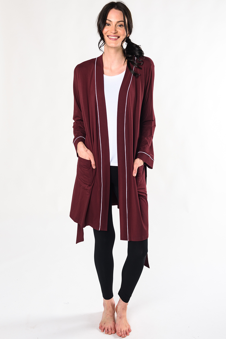 Mia Luxe Bamboo Robe - Wine - Terrera