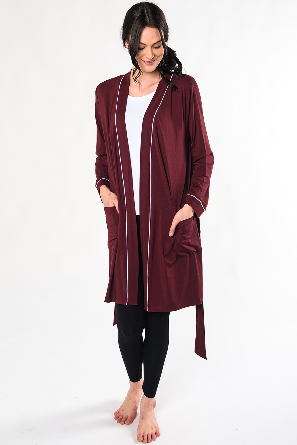 Mia Luxe Bamboo Robe - Wine - Terrera