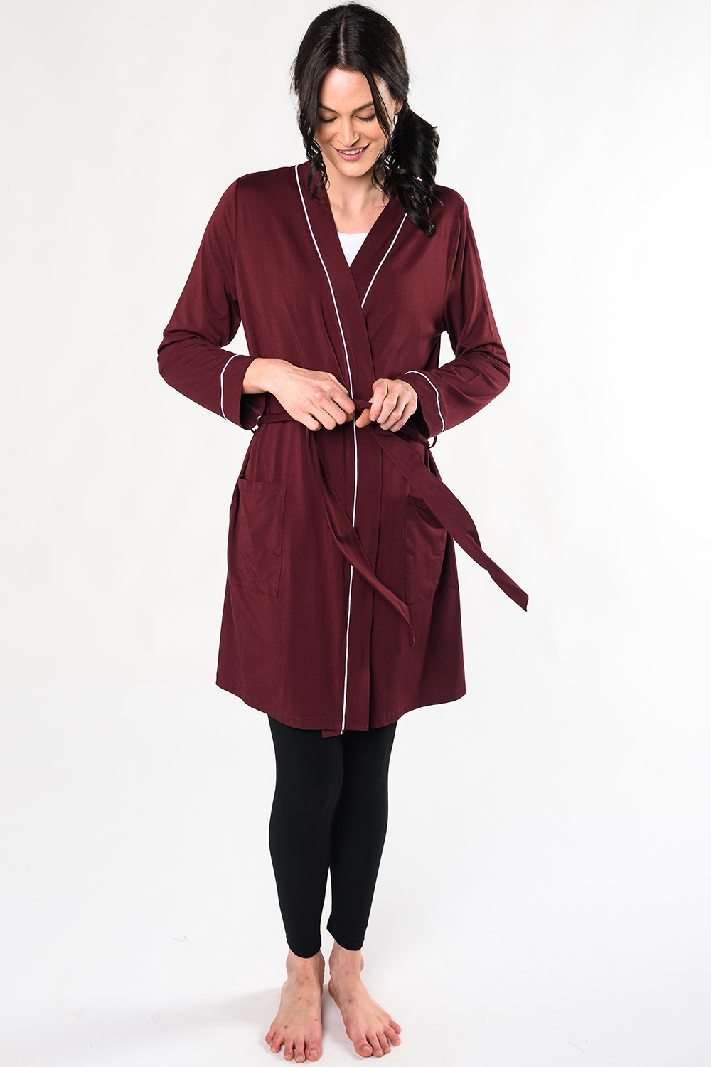 Mia Luxe Bamboo Robe - Wine - Terrera