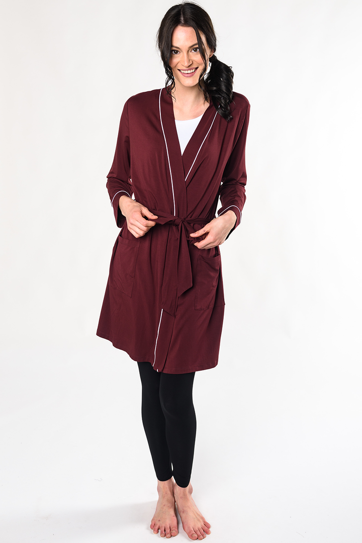 Mia Luxe Bamboo Robe - Wine - Terrera
