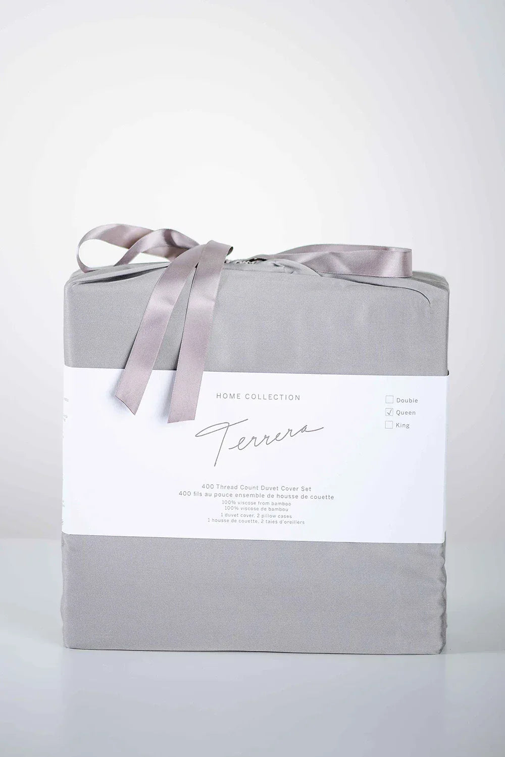 3-Piece Solid Bamboo Duvet Cover Set - Grey - Terrera