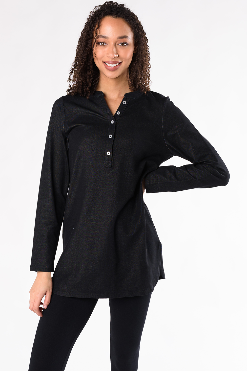 Tina Denim Organic Cotton Tunic - Black Denim - Terrera